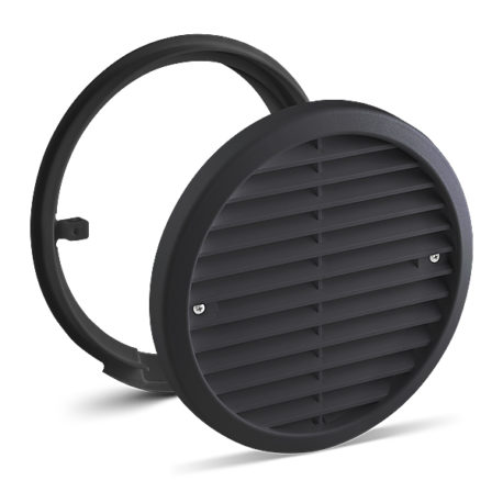 Produkt svart yttergaller LUNOS decentraliserad ventilation