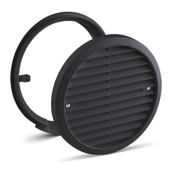 Produkt svart yttergaller LUNOS decentraliserad ventilation